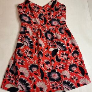 J Crew mini tank sundress blue red floral lined size 10